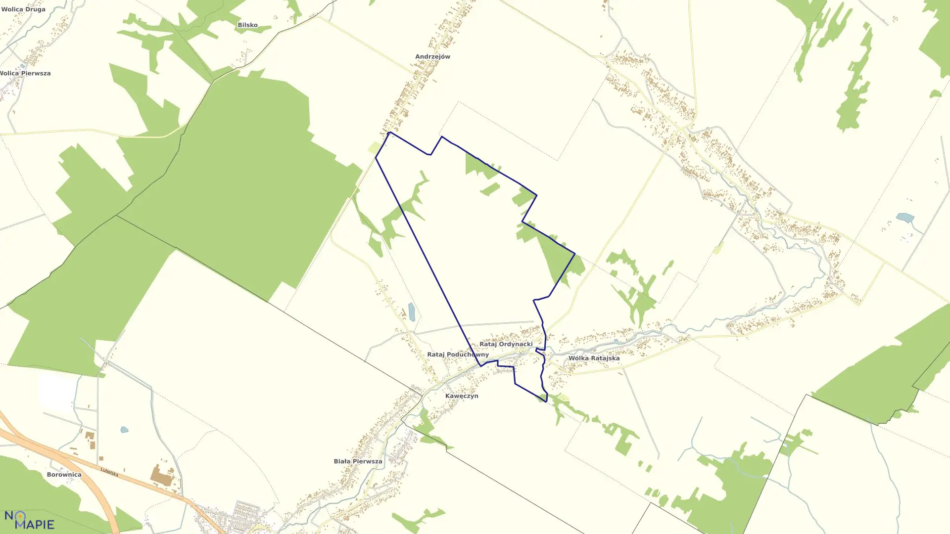Mapa obrębu RATAJ ORDYNACKI w gminie Godziszów