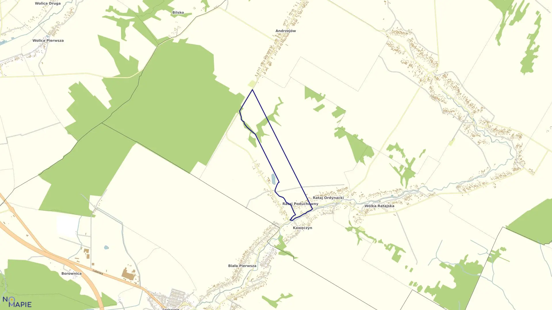 Mapa obrębu RATAJ PODUCHOWNY w gminie Godziszów